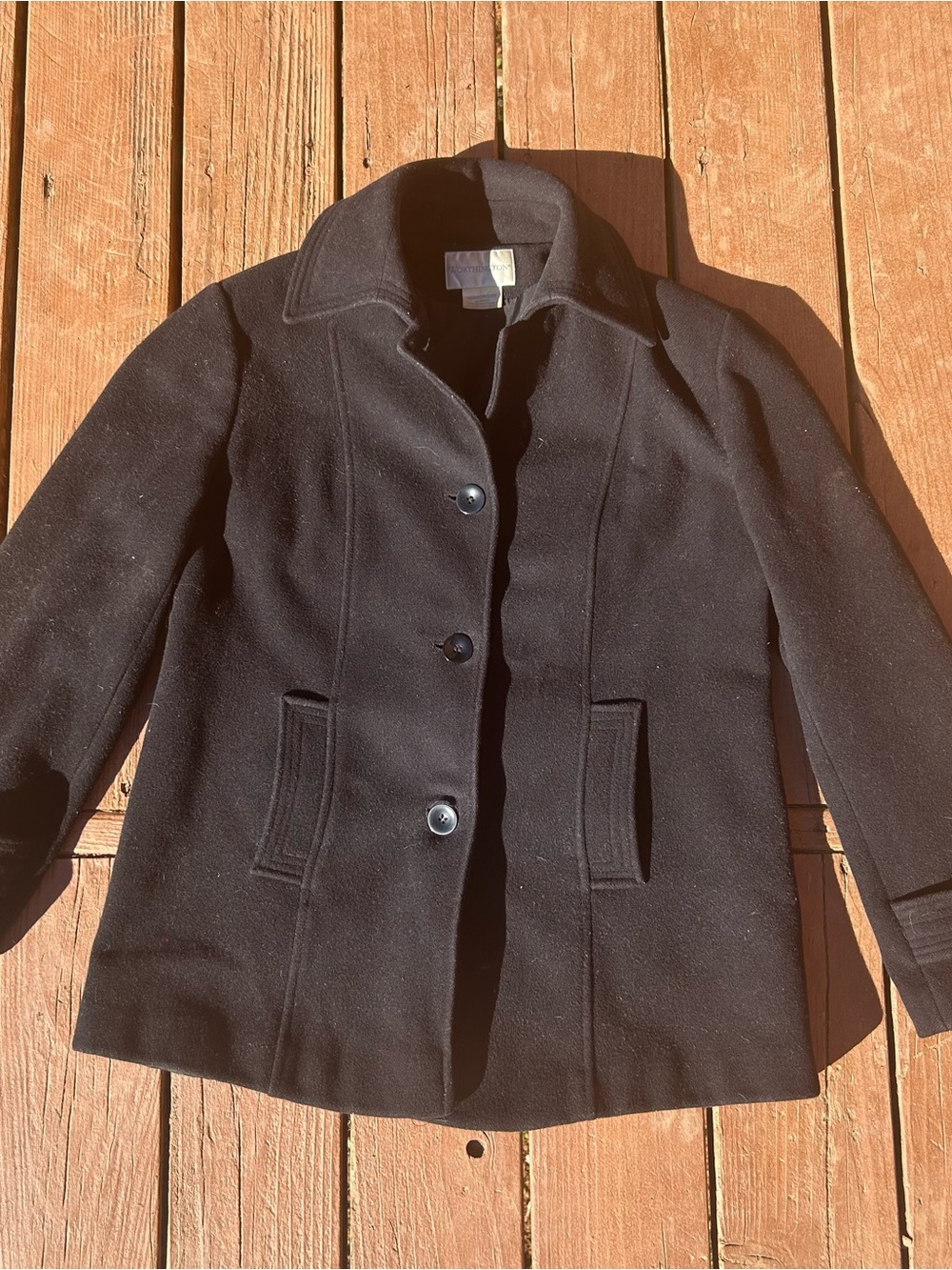 Worthington Vintage wool Jacket Pea Coat Y2K 90s Black Button Up Going out